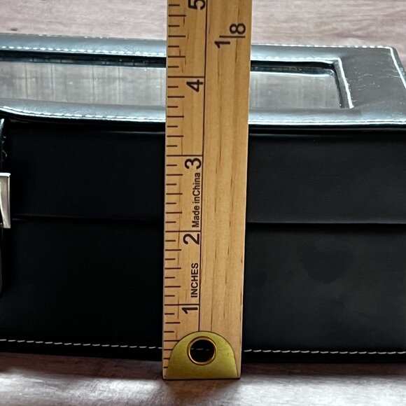 Drexel Heritage Mens Plaid Black Leatherette 5 Slot Watch Jewelry Organizer Box - Picture 7 of 10